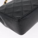 CHANEL Matelasse Chain Shoulder Bag Lamb Skin Black Gold CC Auth 172545SAV-17