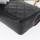 CHANEL Matelasse Chain Shoulder Bag Lamb Skin Black Gold CC Auth 172545SAV-8
