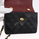 CHANEL Matelasse Chain Shoulder Bag Lamb Skin Black Gold CC Auth 172545SAV-21