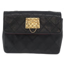 CHANEL Matelasse Chain Shoulder Bag Lamb Skin Black Gold CC Auth 172545SAV-13