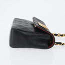 CHANEL Matelasse Chain Shoulder Bag Lamb Skin Black Gold CC Auth 172545SAV-3