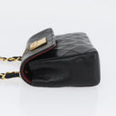 CHANEL Matelasse Chain Shoulder Bag Lamb Skin Black Gold CC Auth 172545SAV-4