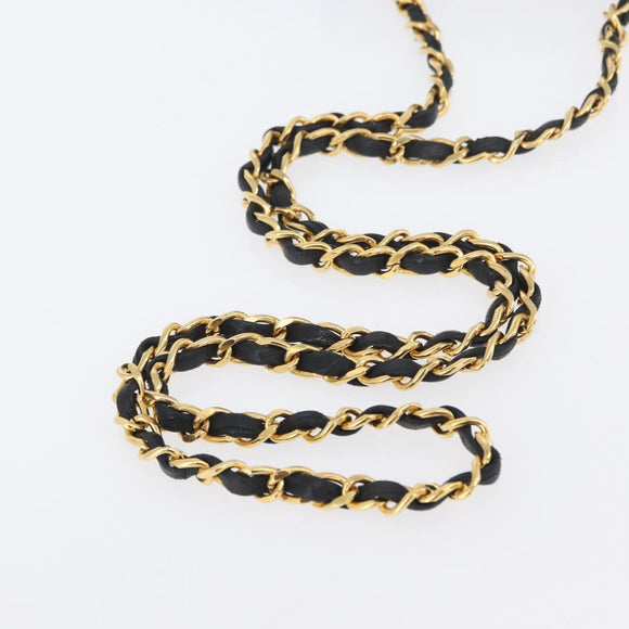 CHANEL Matelasse Chain Shoulder Bag Lamb Skin Black Gold CC Auth 172545SAV