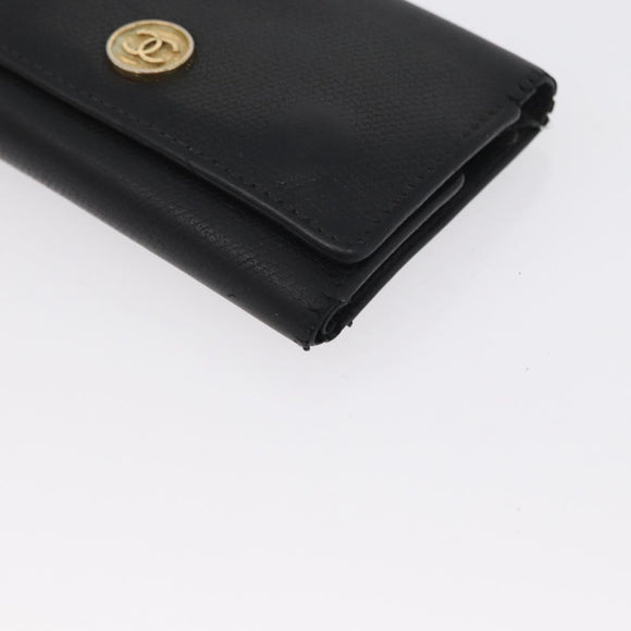CHANEL Key Case Leather Black CC Auth 172555