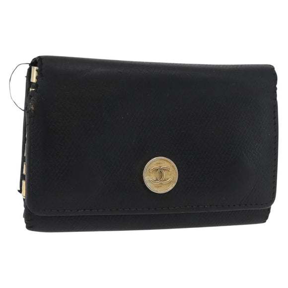 CHANEL Schlüsseletui Leder Schwarz CC Auth 172555