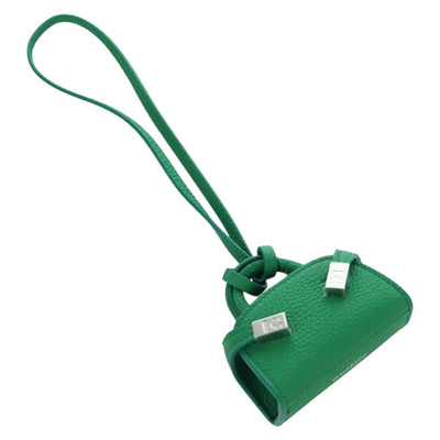 Salvatore Ferragamo Gancini Hugs Bag Charm Leather Green Silver Auth 172557M