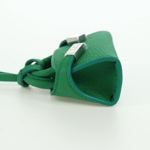 Salvatore Ferragamo Gancini Hugs Bag Charm Leather Green Silver Auth 172557M