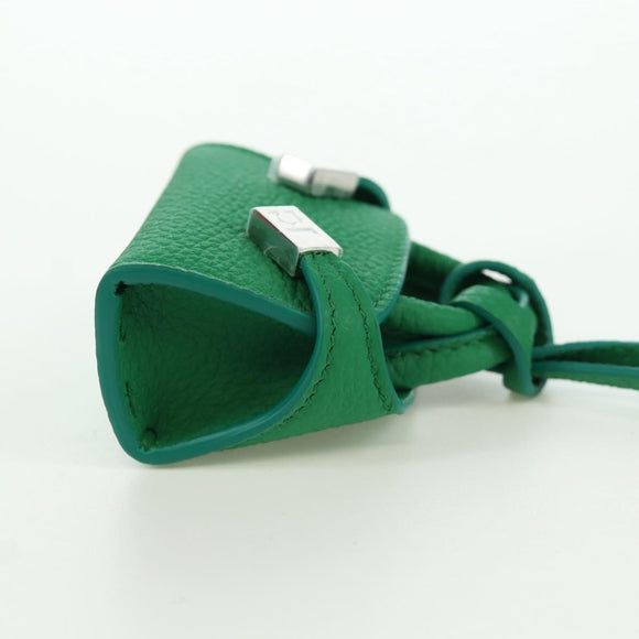 Salvatore Ferragamo Gancini Hugs Bag Charm Leather Green Silver Auth 172557M