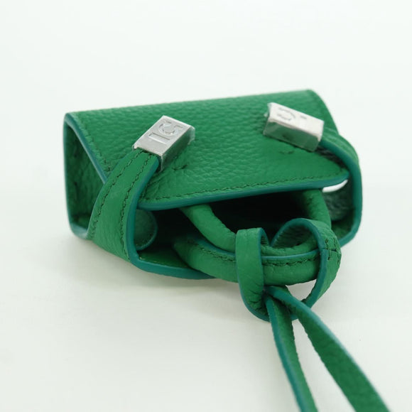 Salvatore Ferragamo Gancini Hugs Bag Charm Leather Green Silver Auth 172557M