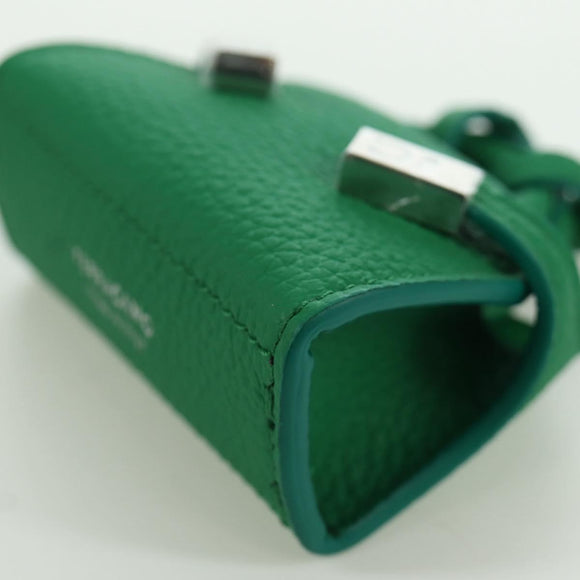 Salvatore Ferragamo Gancini Hugs Bag Charm Leather Green Silver Auth 172557M