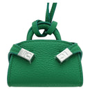 Salvatore Ferragamo Gancini Hugs Bag Charm Leather Green Silver Auth 172557M-3