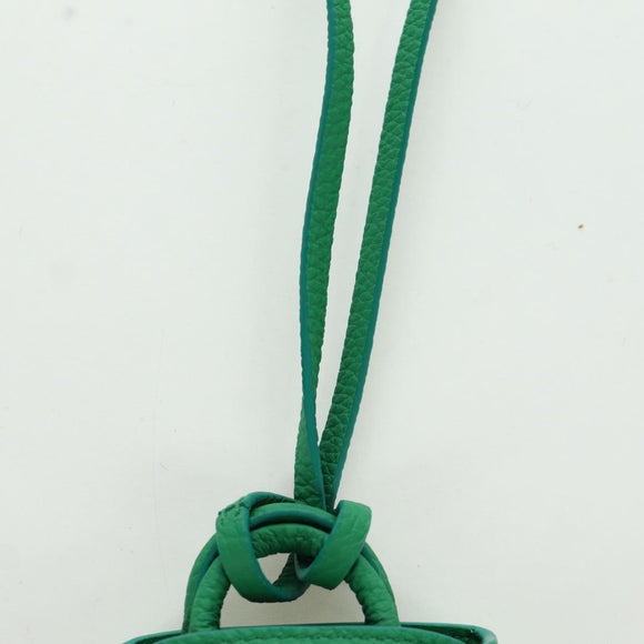 Salvatore Ferragamo Gancini Hugs Bag Charm Leather Green Silver Auth 172557M