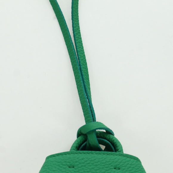 Salvatore Ferragamo Gancini Hugs Bag Charm Leather Green Silver Auth 172557M