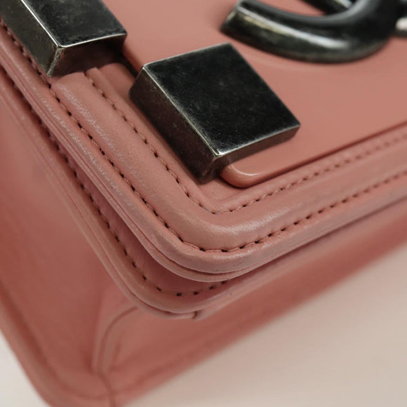 CHANEL Matelasse Lego Boy Chain Shoulder Bag Lamb Skin Pink CC Auth 172559SAM