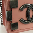 CHANEL Matelasse Lego Boy Chain Shoulder Bag Lamb Skin Pink CC Auth 172559SAM-22