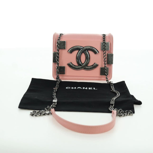 CHANEL Matelasse Lego Boy Chain Shoulder Bag Lamb Skin Pink CC Auth 172559SAM
