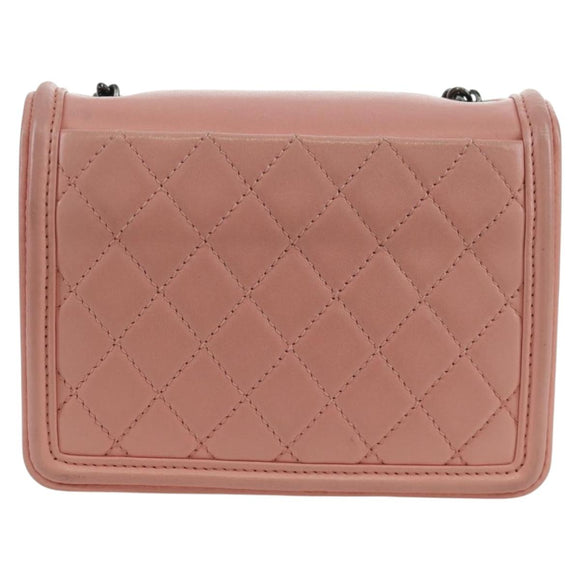 CHANEL Matelasse Lego Boy Chain Shoulder Bag Lamb Skin Pink CC Auth 172559SAM