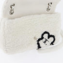 CHANEL Matelasse 25 Chain Shoulder Bag Mouton White Silver CC Auth 172561SM-19
