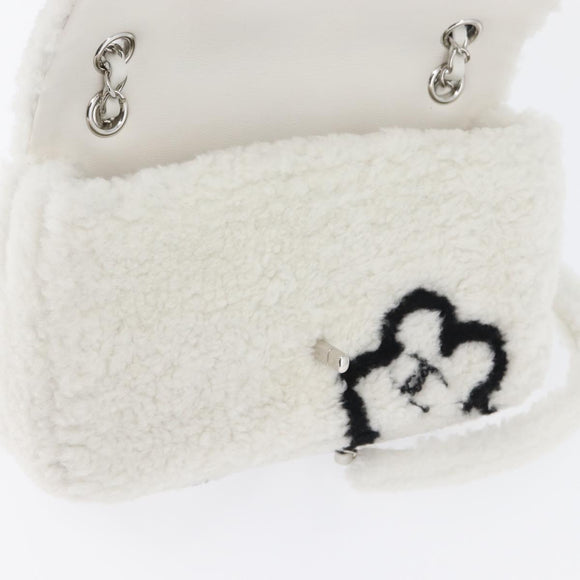 CHANEL Matelasse 25 Chain Shoulder Bag Mouton White Silver CC Auth 172561SM