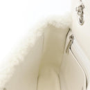 CHANEL Matelasse 25 Chain Shoulder Bag Mouton White Silver CC Auth 172561SM-23