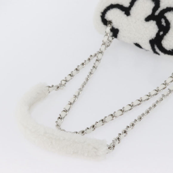 CHANEL Matelasse 25 Chain Shoulder Bag Mouton White Silver CC Auth 172561SM