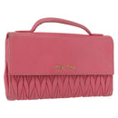 Miu Miu Matelasse Wallet Hand Bag Leather Pink Gold Auth 172563-1