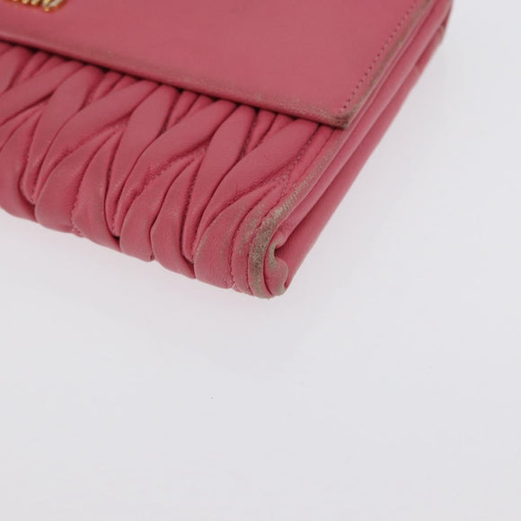 Miu Miu Matelasse Wallet Hand Bag Leather Pink Gold Auth 172563