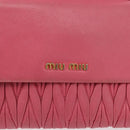 Miu Miu Matelasse Wallet Hand Bag Leather Pink Gold Auth 172563-14