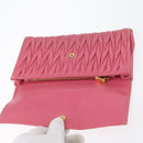 Miu Miu Matelasse Wallet Hand Bag Leather Pink Gold Auth 172563-15
