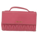 Miu Miu Matelasse Wallet Hand Bag Leather Pink Gold Auth 172563-2