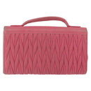 Miu Miu Matelasse Wallet Hand Bag Leather Pink Gold Auth 172563-3