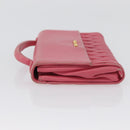 Miu Miu Matelasse Wallet Hand Bag Leather Pink Gold Auth 172563-5