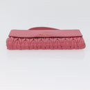 Miu Miu Matelasse Wallet Hand Bag Leather Pink Gold Auth 172563-9