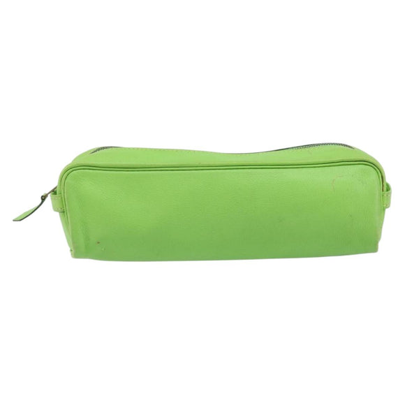 HERMES Scribe Pen Case Leather Light green Auth 172578