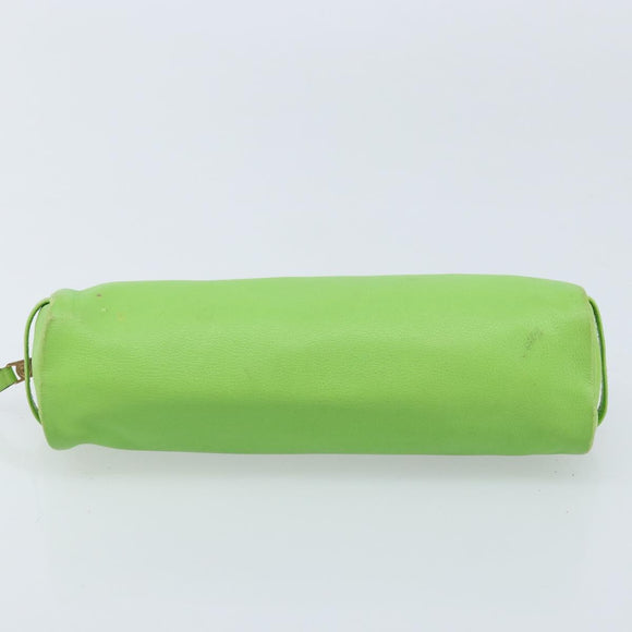 HERMES Scribe Pen Case Leather Light green Auth 172578