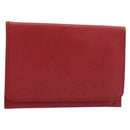 HERMES Card Case Leather Red Auth 172579-1