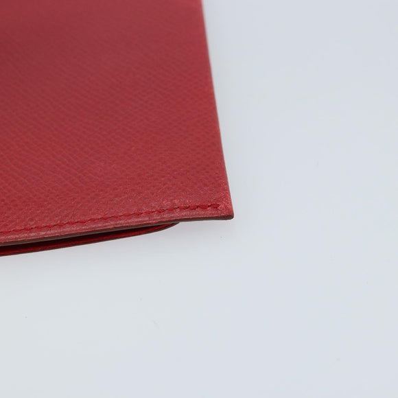 HERMES Card Case Leather Red Auth 172579