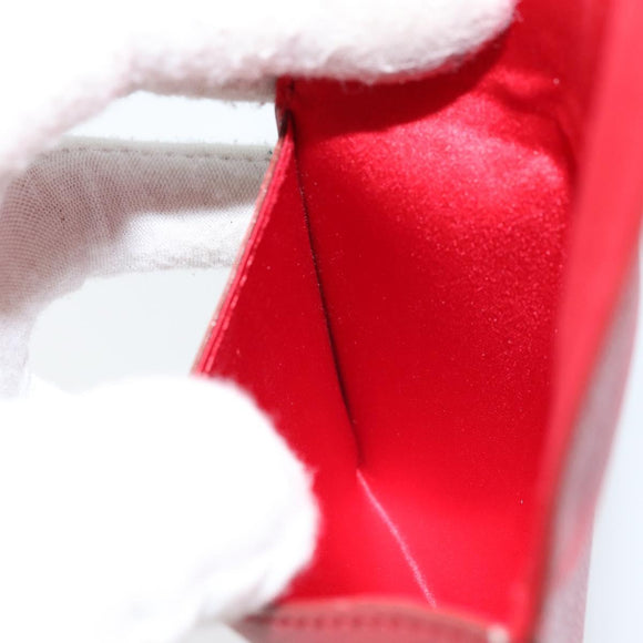 HERMES Card Case Leather Red Auth 172579