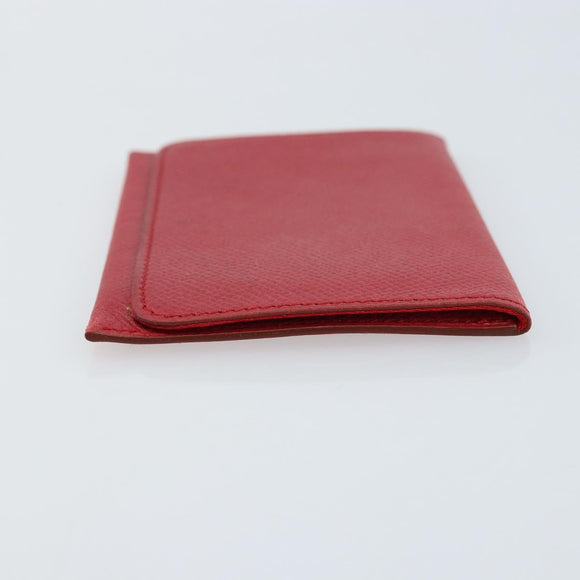 HERMES Card Case Leather Red Auth 172579