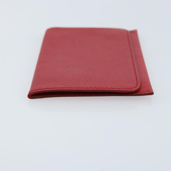 HERMES Card Case Leather Red Auth 172579