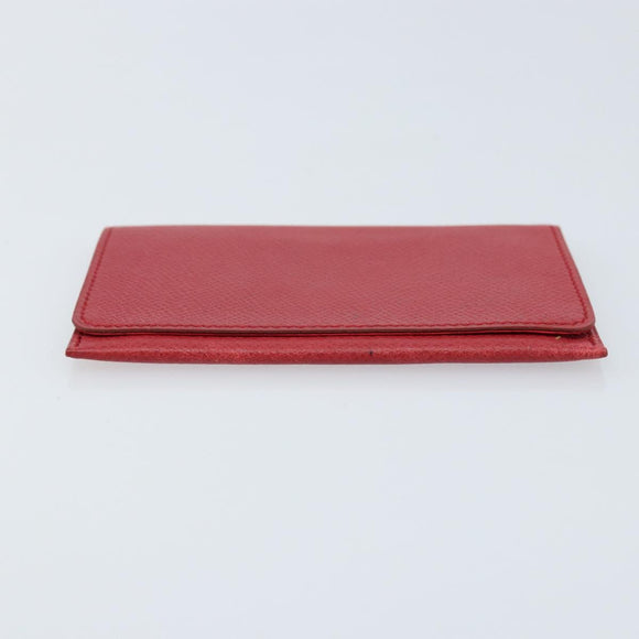 HERMES Card Case Leather Red Auth 172579