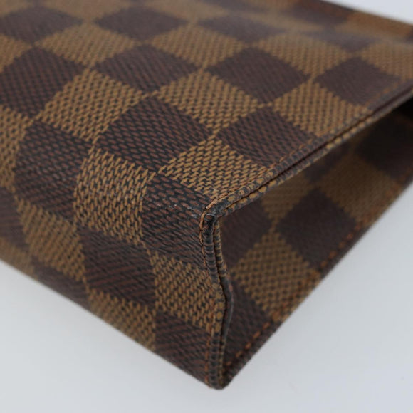 LOUIS VUITTON Damier Ebene Poche Toilette 15 Pouch N47548 LV Auth 172588V