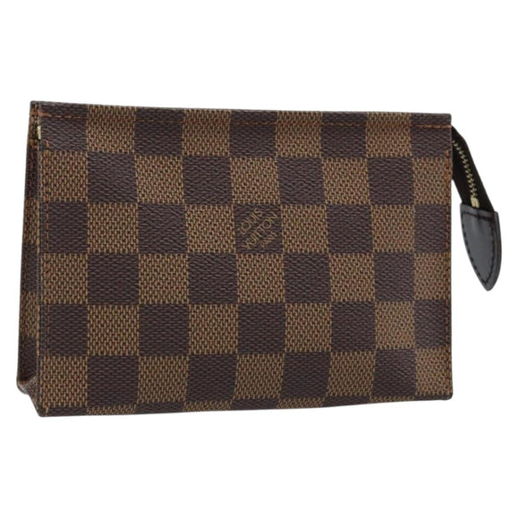 LOUIS VUITTON Damier Ebene Poche Toilette 15 Etui N47548 LV Auth 172588V
