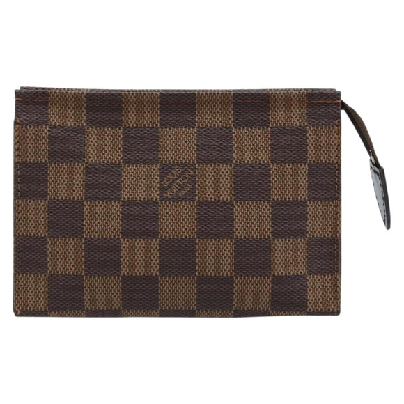 LOUIS VUITTON Damier Ebene Poche Toilette 15 Etui N47548 LV Auth 172588V