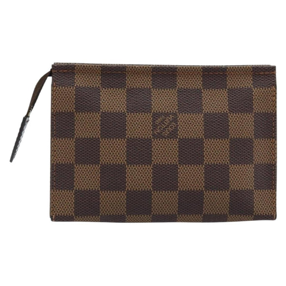 LOUIS VUITTON Damier Ebene Poche Toilette 15 Etui N47548 LV Auth 172588V