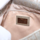 FENDI Zucchino Canvas Mamma Baguette Shoulder Bag Silver Auth 172589-18