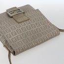 FENDI Zucchino Canvas Mamma Baguette Shoulder Bag Silver Auth 172589-6