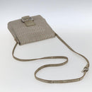 FENDI Zucchino Canvas Mamma Baguette Shoulder Bag Silver Auth 172589-7