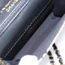 CHANEL Chain Mini Matelasse 12 Shoulder Bag Satin Beige Gold CC Auth 172590SAM-10