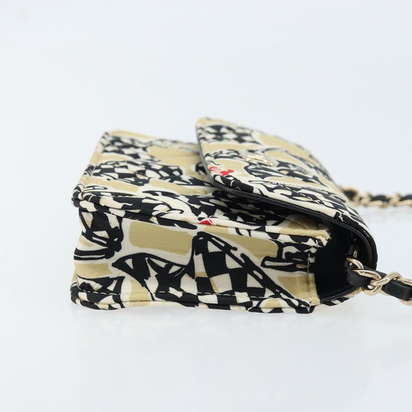 CHANEL Chain Mini Matelasse 12 Shoulder Bag Satin Beige Gold CC Auth 172590SAM